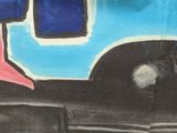 a drawing of a truck with a cat on the bed