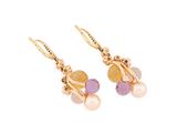 a pair of yellow gold earrings with amethorate, amethorate and pearls