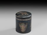 an image of a black tin with a picture of a bull on it