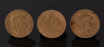 trois pièces d'or, dont une souveraine et une autre souveraine