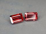 une paire de tourmalines rouges sur un fond gris