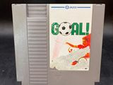 un vieux jeu Nintendo intitulé « Goal », sur la jaquette duquel figure un ballon de foot