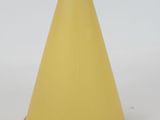 a yellow cone shaped lamp with a cord attached to it