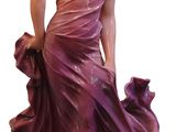 statue d'une femme vêtue d'une robe violette tenant une fleur