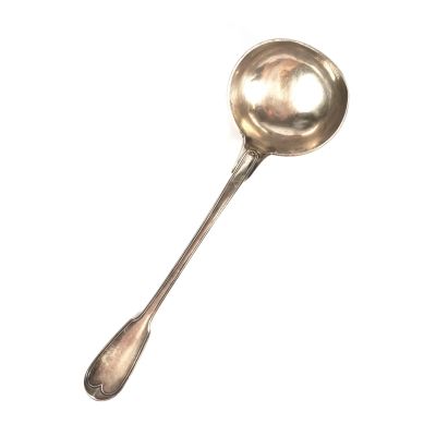 cuillère plaquée argent, avec un manche et une tête en forme de boule