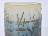a glass cup that has a picture of a fish in the water