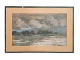 an image of a painting of a landscape with mountains in the background