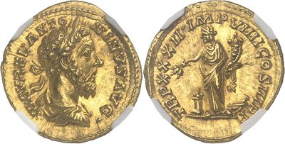 a gold coin with an image of a woman holding a child