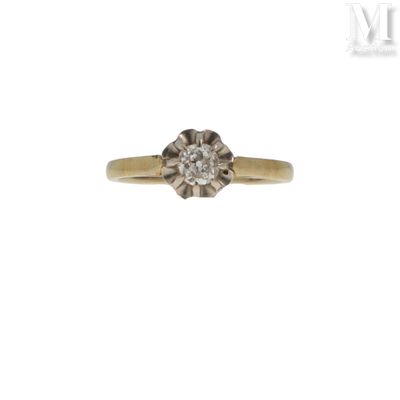 a close up of a diamond ring on a white background