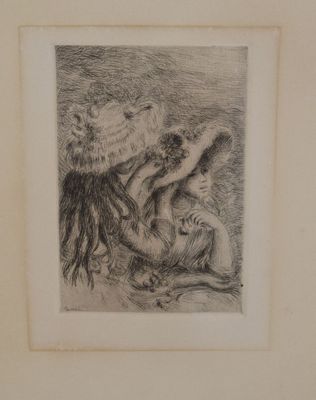 une image représentant un dessin d'une femme et d'un chien