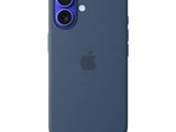 l'arrière d'une coque d'iPhone bleue ornée du logo Apple