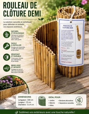 rouleau de clôture « demi-nature » avec jardinière