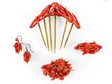 plusieurs morceaux de piment rouge sont disposés en cercle sur une surface blanche