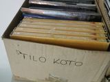 a box full of cds sitting on top of a table