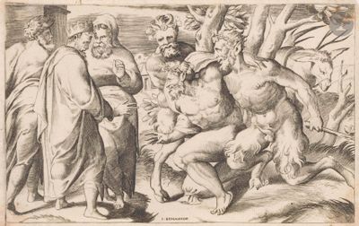 Giulio Bonasone (1498-1576) Deux satyres accompagnant Silène…
