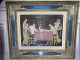 a picture of a painting of a group of people sitting at a table