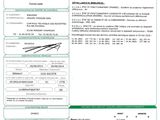 a green and white document with a barcode on it