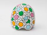 a white ball with a colorful design on it