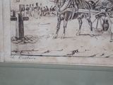 a picture of a drawing of a horse pulling a carriage