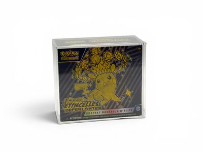 a box of pokemon trading cards with a pokemon character on it
