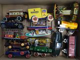 a box full of toy cars and trucks in it