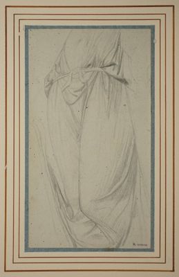 LEHMANN Henri, 1814-1882, Étude de draperie, Dessin à la min… - Photo 1