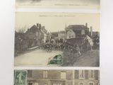 deux vieilles photos en noir et blanc représentant des personnes et des chevaux dans une ville