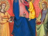 une image d'un tableau représentant une femme tenant un enfant sur ses genoux