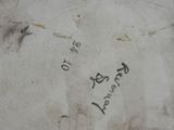a close up of a plate with writing on it