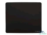 a black mouse pad on a white surface with a black background