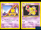 two pokemon cards with a picture of a cat and a dog on them