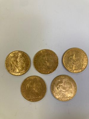 six souverains d'or datant de l'époque de l'Empire britannique