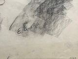 pencil drawing of a man and a woman kissing on a couch
