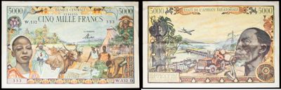 trois billets de banque différents portant l'image d'un homme et d'une femme