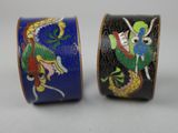 pair of antique chinese cloisons of a woman and a dragon