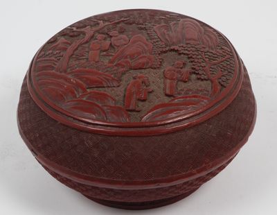 CHINE, début XXe siècle Boite lenticulaire en laque de cinab…