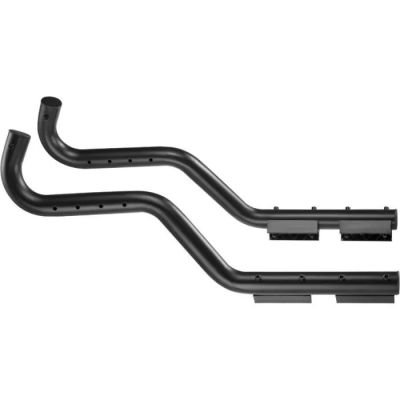 a pair of black exhaust pipes on a white background