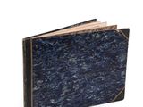 blue marbled leather journal with gold trim and gold edges