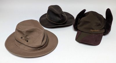 trois chapeaux sont alignés sur une surface blanche
