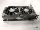 a close up of a video card with two fans on top of it
