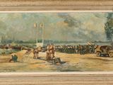 an image of a painting of a group of people on a dirt road
