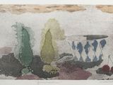 une photo d'un tableau représentant un vase et d'autres objets