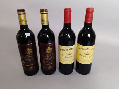 trois bouteilles de vin sont alignées sur une surface blanche
