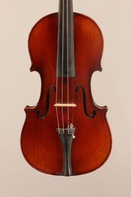 a close up of a violin with a bow on a white background