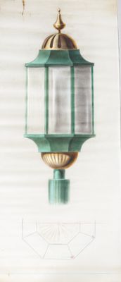 un dessin représentant un lampadaire sur lequel est perché un oiseau