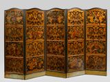 three paneled screen with floral design on a white background