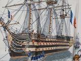 a picture of a painting of a ship on the wall