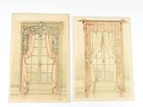 une paire de cartes postales anciennes représentant une fenêtre et une porte