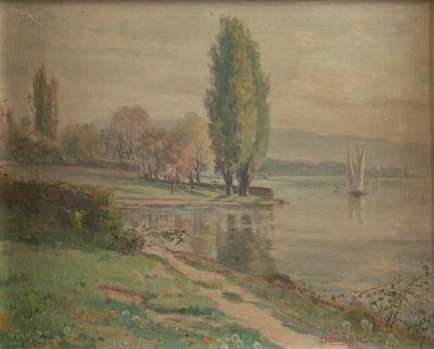 a picture of a painting of a boat on the water
