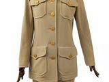 Ensemble veste et jupe militaires en laine beige de Chanel
